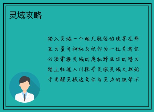 灵域攻略