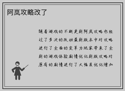 阿岚攻略改了