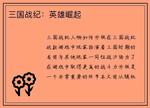 三国战纪：英雄崛起